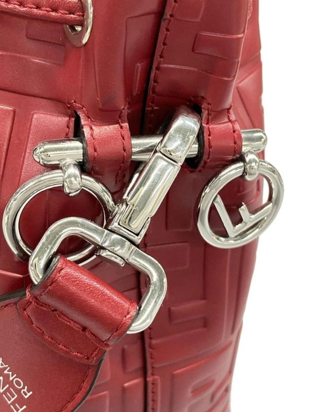 FENDI Mini Montresor, Zucca pattern 8BS010 Red Leather Handbag - Picture 9 of 15
